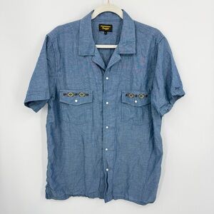 Seager Co. Whippersnapper short sleeve chambray shirt blue pearl snap sz L